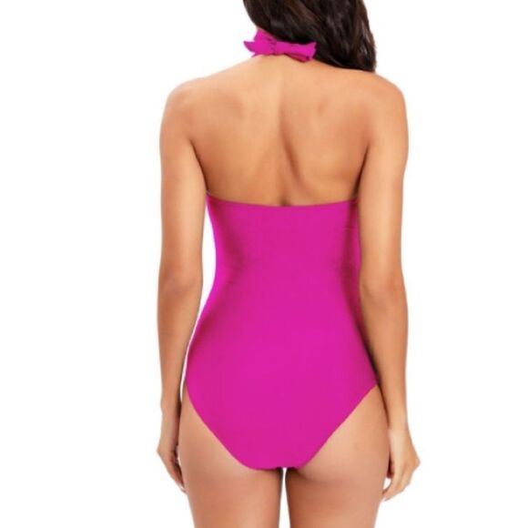 One Piece Fuchsia Hot Pink Swimsuit Size L - Picture 5 of 11
